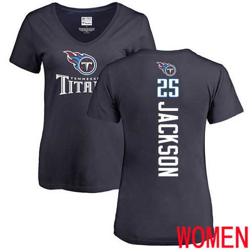 Tennessee Titans Navy Blue Women Adoree  Jackson Backer NFL Football #25 T Shirt